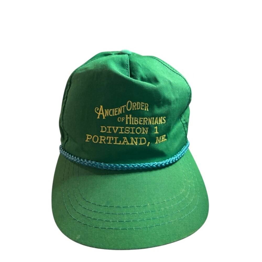 Vintage Ancient Order Of Hibernians Green Dad Hat Rope Brim Green Adjustable Cap